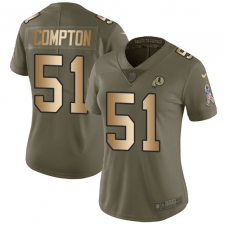 Women's Nike Washington Redskins #51 Will Compton Limited Olive/Gold 2017 Salute to Service NFL Jersey