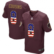 Men's Nike Washington Redskins #8 Kirk Cousins Elite Burgundy Red Alternate USA Flag Fashion NFL Jersey