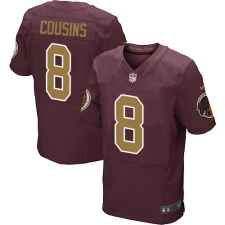 Men's Nike Washington Redskins #8 Kirk Cousins Elite Burgundy Red/Gold Number Alternate 80TH Anniversary NFL Jersey