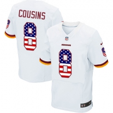 Men's Nike Washington Redskins #8 Kirk Cousins Elite White Road USA Flag Fashion NFL Jersey