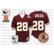 Mitchell and Ness Washington Redskins #28 Darrell Green Red 50TH Patch Authentic Throwback NFL Jersey