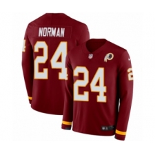 Youth Nike Washington Redskins #24 Josh Norman Limited Burgundy Therma Long Sleeve NFL Jersey