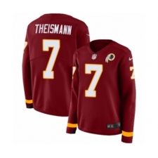 Women's Nike Washington Redskins #7 Joe Theismann Limited Burgundy Therma Long Sleeve NFL Jersey