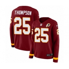 Women's Nike Washington Redskins #25 Chris Thompson Limited Burgundy Therma Long Sleeve NFL Jersey
