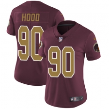 Women's Nike Washington Redskins #90 Ziggy Hood Elite Burgundy Red/Gold Number Alternate 80TH Anniversary NFL Jersey