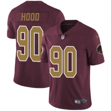 Youth Nike Washington Redskins #90 Ziggy Hood Elite Burgundy Red/Gold Number Alternate 80TH Anniversary NFL Jersey
