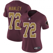 Women's Nike Washington Redskins #72 Dexter Manley Elite Burgundy Red/Gold Number Alternate 80TH Anniversary NFL Jersey