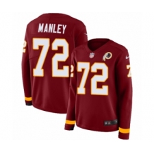 Women's Nike Washington Redskins #72 Dexter Manley Limited Burgundy Therma Long Sleeve NFL Jersey