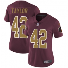 Women's Nike Washington Redskins #42 Charley Taylor Elite Burgundy Red/Gold Number Alternate 80TH Anniversary NFL Jersey