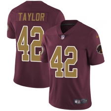 Youth Nike Washington Redskins #42 Charley Taylor Elite Burgundy Red/Gold Number Alternate 80TH Anniversary NFL Jersey
