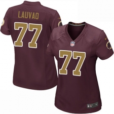 Women's Nike Washington Redskins #77 Shawn Lauvao Game Burgundy Red/Gold Number Alternate 80TH Anniversary NFL Jersey