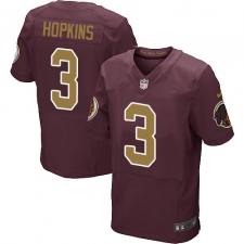 Men's Nike Washington Redskins #3 Dustin Hopkins Elite Burgundy Red/Gold Number Alternate 80TH Anniversary NFL Jersey