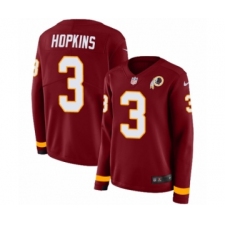 Women's Nike Washington Redskins #3 Dustin Hopkins Limited Burgundy Therma Long Sleeve NFL Jersey