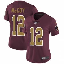 Women's Nike Washington Redskins #12 Colt McCoy Elite Burgundy Red/Gold Number Alternate 80TH Anniversary NFL Jersey