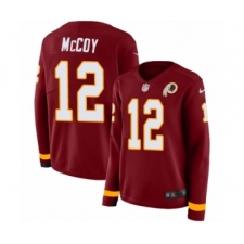 Women's Nike Washington Redskins #12 Colt McCoy Limited Burgundy Therma Long Sleeve NFL Jersey
