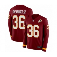 Men's Nike Washington Redskins #36 D.J. Swearinger Limited Burgundy Therma Long Sleeve NFL Jersey