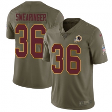 Men's Nike Washington Redskins #36 D.J. Swearinger Limited Olive 2017 Salute to Service NFL Jersey