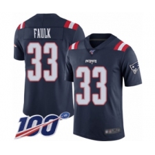 Men's New England Patriots #33 Kevin Faulk Limited Navy Blue Rush Vapor Untouchable 100th Season Football Jersey
