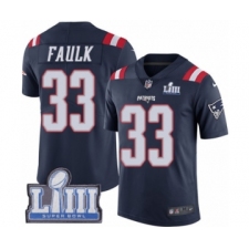 Men's Nike New England Patriots #33 Kevin Faulk Limited Navy Blue Rush Vapor Untouchable Super Bowl LIII Bound NFL Jersey