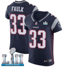 Men's Nike New England Patriots #33 Kevin Faulk Navy Blue Team Color Vapor Untouchable Elite Player Super Bowl LII NFL Jersey