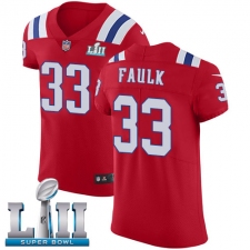 Men's Nike New England Patriots #33 Kevin Faulk Red Alternate Vapor Untouchable Elite Player Super Bowl LII NFL Jersey