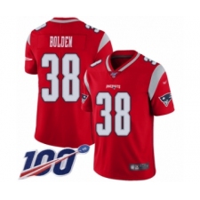 Men's New England Patriots #38 Brandon Bolden Limited Red Inverted Legend 100th Season Football Jersey