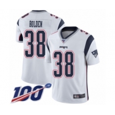 Men's New England Patriots #38 Brandon Bolden White Vapor Untouchable Limited Player 100th Season Football Jersey