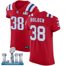 Men's Nike New England Patriots #38 Brandon Bolden Red Alternate Vapor Untouchable Elite Player Super Bowl LII NFL Jersey