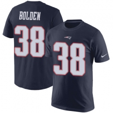 Nike New England Patriots #38 Brandon Bolden Navy Blue Rush Pride Name & Number T-Shirt