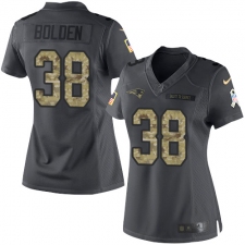 Women's Nike New England Patriots #38 Brandon Bolden Limited Black 2016 Salute to Service NFL Jersey