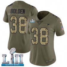 Women's Nike New England Patriots #38 Brandon Bolden Limited Olive/Camo 2017 Salute to Service Super Bowl LII NFL Jersey
