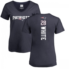 NFL Women's Nike New England Patriots #28 James White Navy Blue Backer T-Shirt