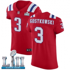 Men's Nike New England Patriots #3 Stephen Gostkowski Red Alternate Vapor Untouchable Elite Player Super Bowl LII NFL Jersey