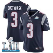 Youth Nike New England Patriots #3 Stephen Gostkowski Navy Blue Team Color Vapor Untouchable Limited Player Super Bowl LII NFL Jersey