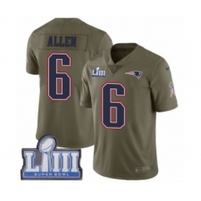Men's Nike New England Patriots #6 Ryan Allen Limited Olive 2017 Salute to Service Super Bowl LIII Bound NFL Jersey
