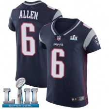 Men's Nike New England Patriots #6 Ryan Allen Navy Blue Team Color Vapor Untouchable Elite Player Super Bowl LII NFL Jersey
