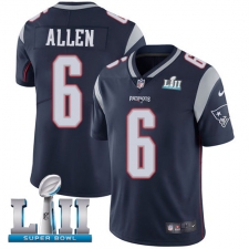 Men's Nike New England Patriots #6 Ryan Allen Navy Blue Team Color Vapor Untouchable Limited Player Super Bowl LII NFL Jersey