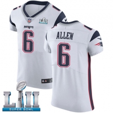 Men's Nike New England Patriots #6 Ryan Allen White Vapor Untouchable Elite Player Super Bowl LII NFL Jersey