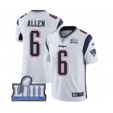 Men's Nike New England Patriots #6 Ryan Allen White Vapor Untouchable Limited Player Super Bowl LIII Bound NFL Jersey