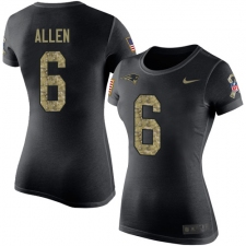 Women's Nike New England Patriots #6 Ryan Allen Black Camo Salute to Service T-Shirt