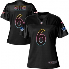 Women's Nike New England Patriots #6 Ryan Allen Game Black Fashion NFL Jersey