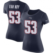 Women's Nike New England Patriots #53 Kyle Van Noy Navy Blue Rush Pride Name & Number T-Shirt