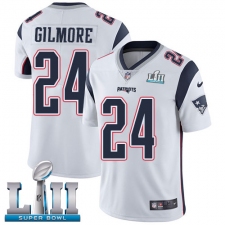 Men's Nike New England Patriots #24 Stephon Gilmore White Vapor Untouchable Limited Player Super Bowl LII NFL Jersey