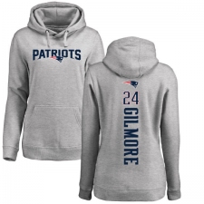 NFL Women's Nike New England Patriots #24 Stephon Gilmore Ash Backer Pullover Hoodie