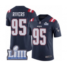 Men's Nike New England Patriots #95 Derek Rivers Limited Navy Blue Rush Vapor Untouchable Super Bowl LIII Bound NFL Jersey