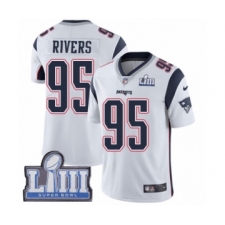 Men's Nike New England Patriots #95 Derek Rivers White Vapor Untouchable Limited Player Super Bowl LIII Bound NFL Jersey