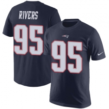 Nike New England Patriots #95 Derek Rivers Navy Blue Rush Pride Name & Number T-Shirt
