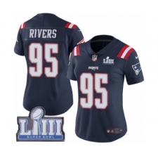 Women's Nike New England Patriots #95 Derek Rivers Limited Navy Blue Rush Vapor Untouchable Super Bowl LIII Bound NFL Jersey