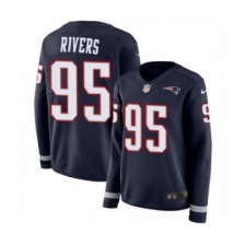 Women's Nike New England Patriots #95 Derek Rivers Limited Navy Blue Therma Long Sleeve NFL Jersey