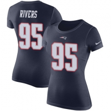 Women's Nike New England Patriots #95 Derek Rivers Navy Blue Rush Pride Name & Number T-Shirt